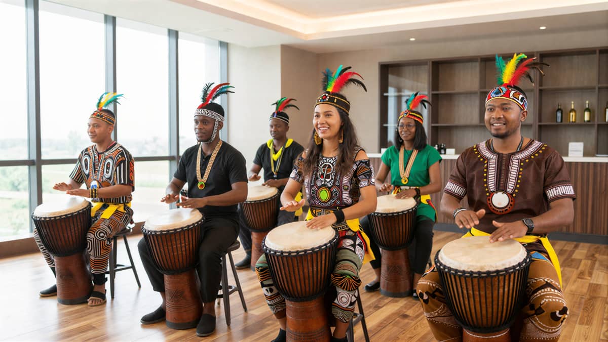 杭州德尔塔拓展｜非洲鼓团建现场示意图