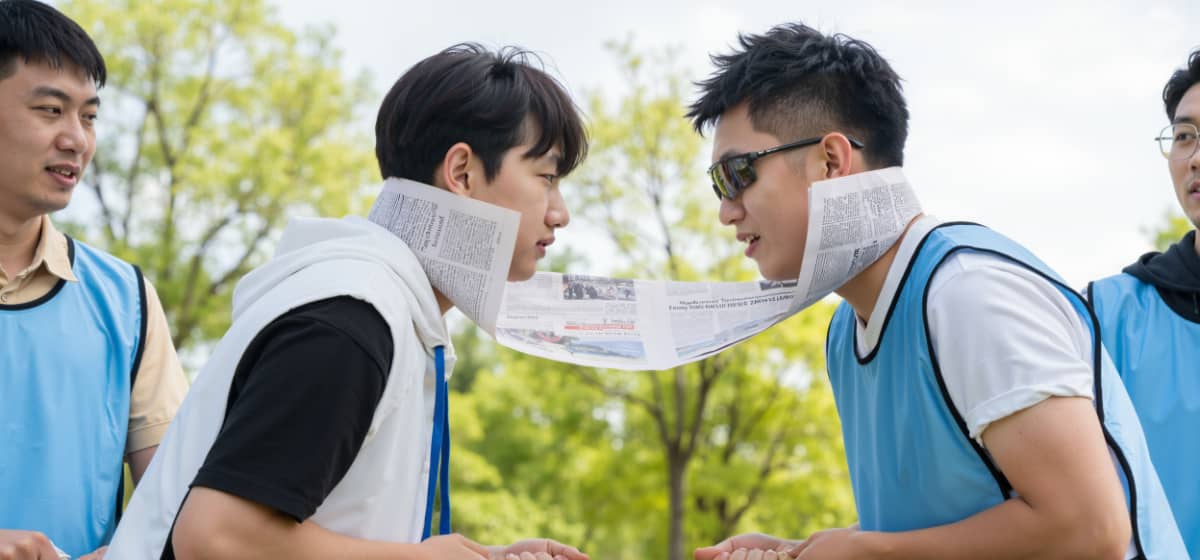 报纸拔河| 杭州德尔塔拓展团队建设课程