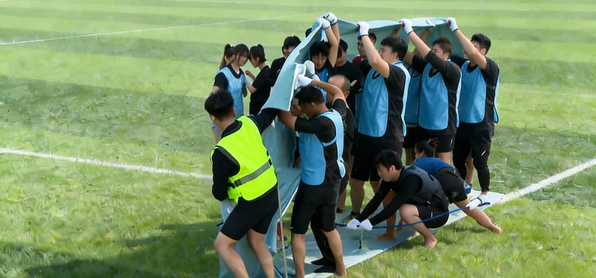 幕布拔河| 杭州德尔塔拓展团队建设课程