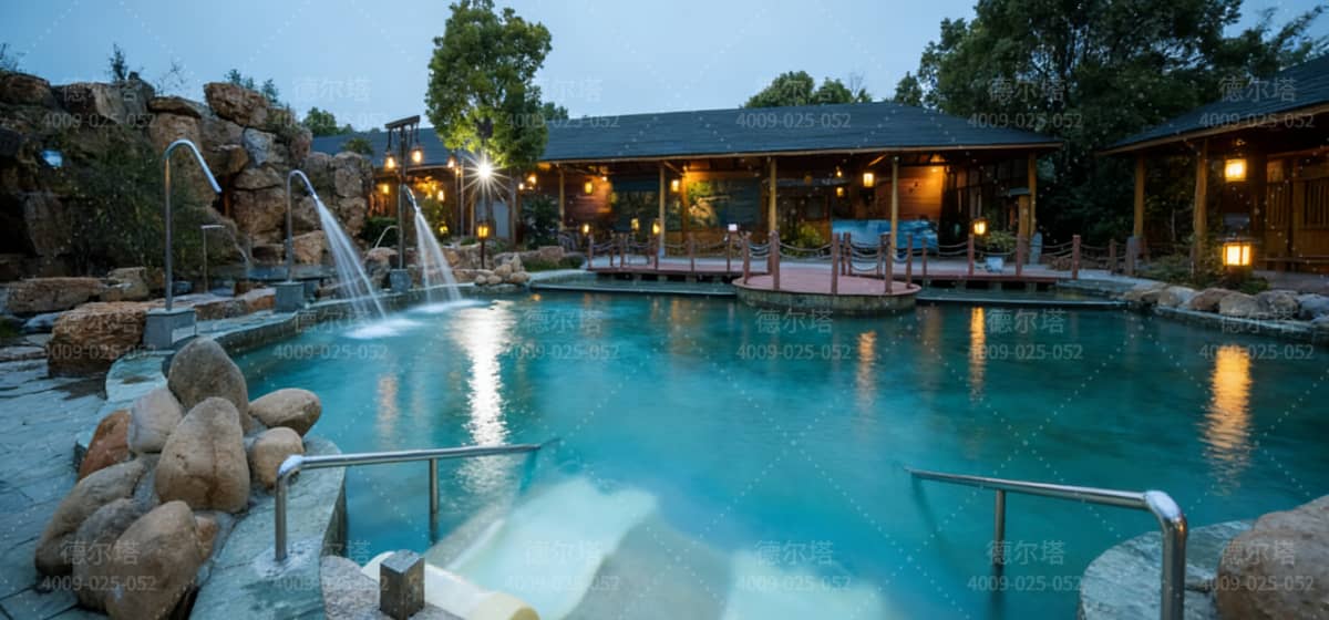 香泉温泉泡池实景，杭州德尔塔团建团建后放松